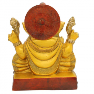 Ganesh Statue – Brass Idol – Golden Yellow Color – Antique Decor – 11 Inches
