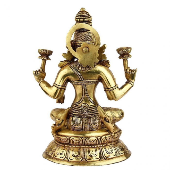 Laxmi Idol – Goddess of Wealth – Golden Color – Seated Pose – 10″