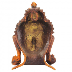 Buddha Statue – Decorative Item – Red Color – Brass Idol – Antique Decor – 8″