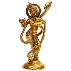 Brass Krishna with Naag Idol Krishna Statue