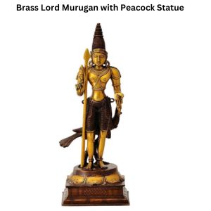 Brass Lord Murugan with Peacock Statue