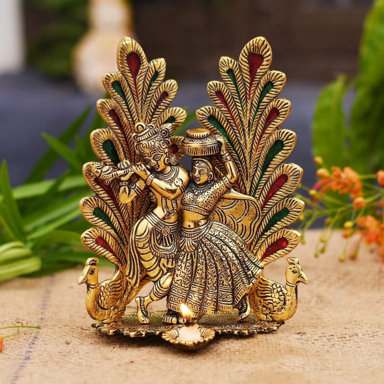 Peacock Design Radha Krishna Idol