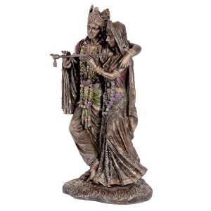 Polyresin Radha Krishna Bonded Bronze Idol, 12 Inches, Multicolour, 1 Piece