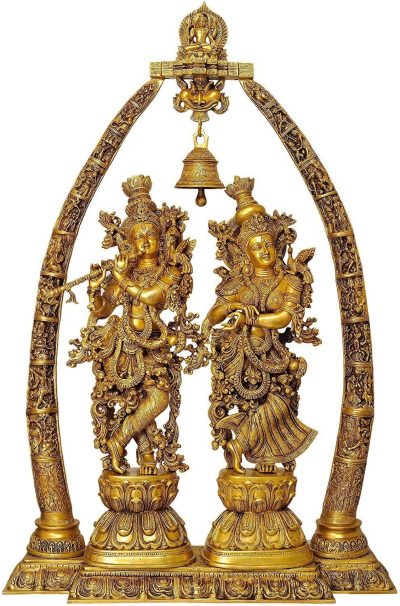Brass Radha Krishna with Arch 45 Inches Idol