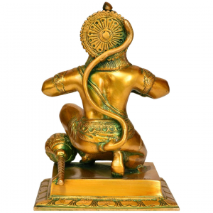 Brass Lord Hanuman Tearing His Chest to Reveal Ram and Sita, Height 8.8″