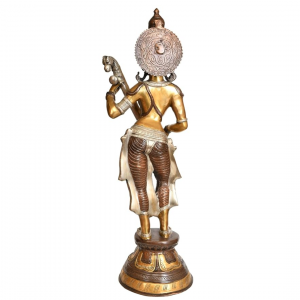 Brass Large Standing Goddess Saraswati Statue, Height 28.7″ I Home Decor