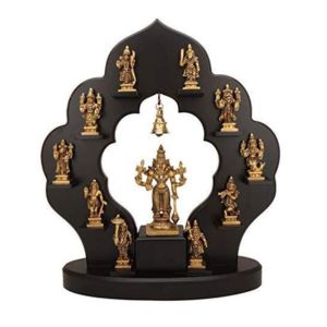 Vishnu Dashavatar Brass Statues with Wooden Frame