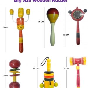 Eco Friendly Wooden Baby Rattles Set of 6 nos Pack –  Channapatna Toys