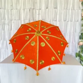 Red Velvet umbrella with golden gota work