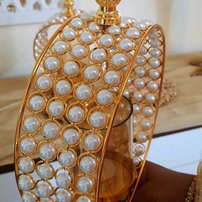 Electroplated 10 Inches Pearl candle holder