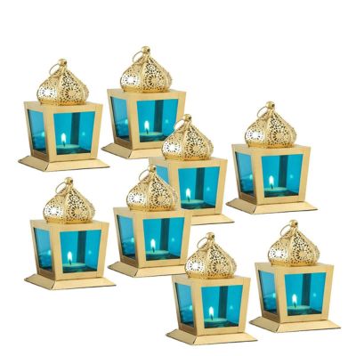 Sweetheart Square Hanging T-light Candle Holder Sky Blue