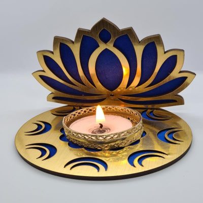Dark Blue Lotus Multi Rangoli Tealight for Diwali