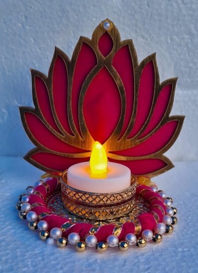 Handmade Reusable Lotus Rangoli Floor Tealight Candle Holder
