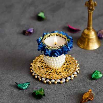 Mesmerizing Blue Matki Tealight Candle Holder