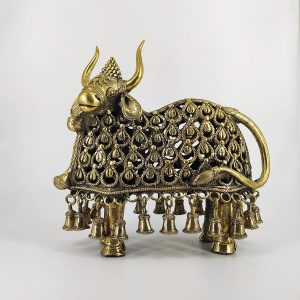 Dhokra Bull with Bells Statue