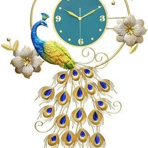 Metal 3D Peacock Wall Clock