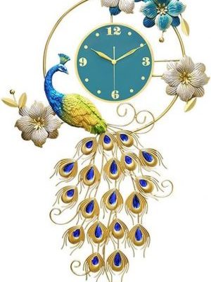 Metal 3D Peacock Wall Clock