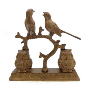 Brass Decorative Birds Sculpture with Owl Showpiece