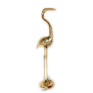 Engraved Brass Crane Showpiece