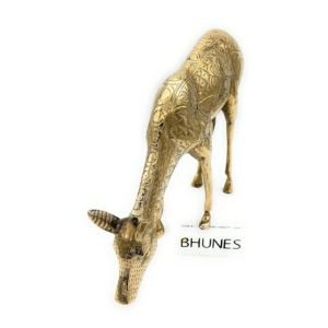 Bhunes 8 Inches Engraved Brass Deer