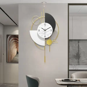 Gold Pendulum Geometric Metal Wall clock