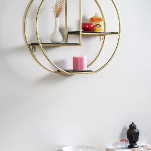 Gold Wrought Iron and MDF Circle 3 Wall Shelves (Size 20 x 19.5 inches)