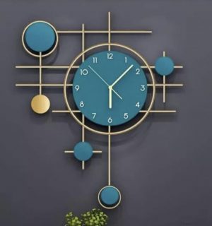Golden Blue Colour Beautiful Modern Designer Wall Clock