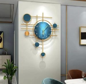 Golden Blue Colour Beautiful Modern Designer Wall Clock