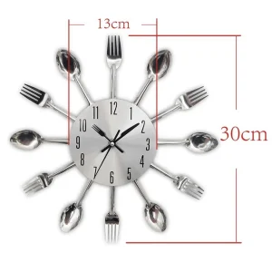 Metal Silver Spoons and Forks Wall Clock