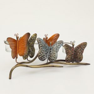 Multicolor Iron Bunch Butterfly Tealight Showpiece