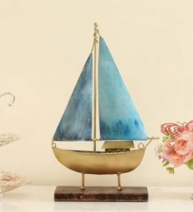 Multicolour Iron & MDF Hope Boat Ship Model Figurine Showpiece