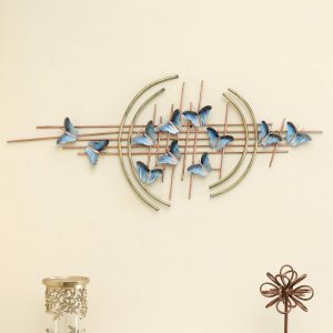 Multicolour Wrought Iron Abstract Butterfly Wall Art