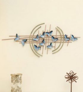 Multicolour Wrought Iron Abstract Butterfly Wall Art