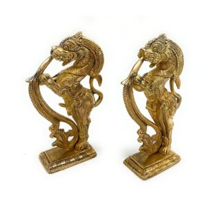 Brass Temple Lions Showpiece