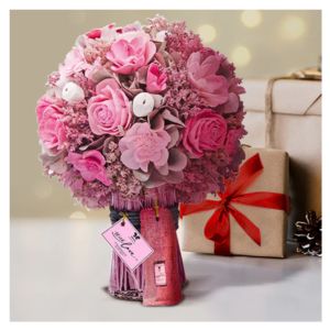 Artificial Flowers self Standing Pink Rose Unscented Boquet
