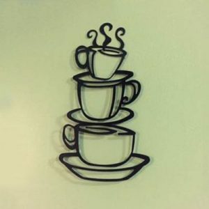Black Coffee Cup Silhouette Metal Wall Art