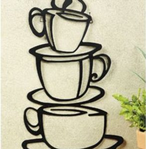 Black Coffee Cup Silhouette Metal Wall Art