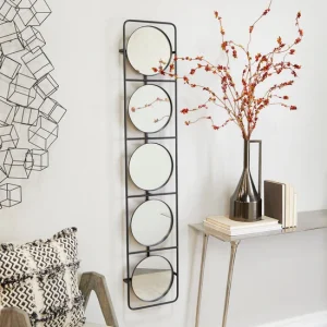 Black Metal Wall Mirror with Grid Frame