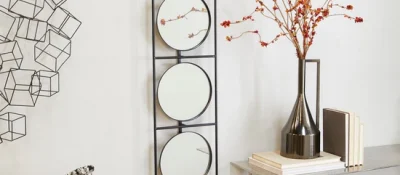 Black Metal Wall Mirror with Grid Frame