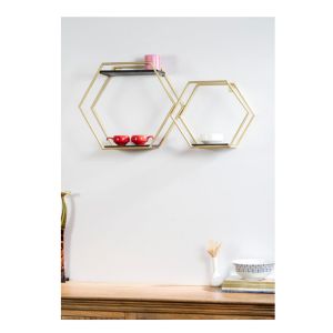 Gold Wrought Iron and MDF Alice Wall Shelf