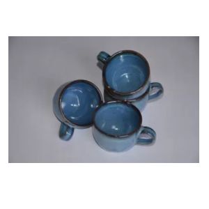 Ceramic Beautiful Hand Glazed Studio Pottery Tea Cup Set  (Blue, Cup Set)