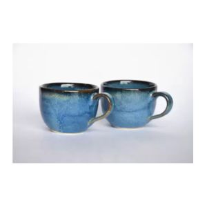 Hand Glazed Studio Pottery Tea Cup Set (Blue, Cup Set)
