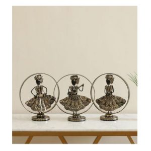 Metal Multicolour Anushree Doll Set Table Decor Figurine