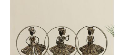 Metal Multicolour Anushree Doll Set Table Decor Figurine