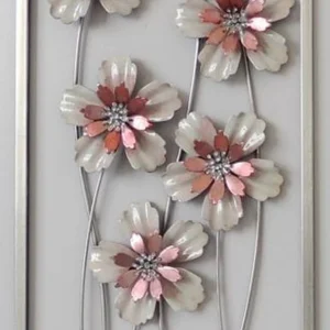 Metal Peach Flower Wall Art