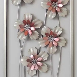 Metal Peach Flower Wall Art