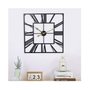 Metal Square Vintage Silent Decoration Chic Wall Clock