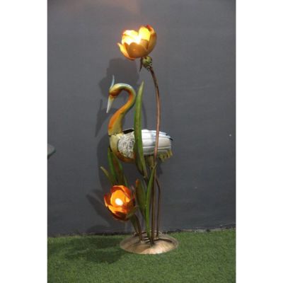 Metal Swan & Flower With LED Table Decor
