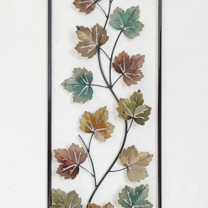 Multi Color Maple Leaves Metal Wall Decor with Frame
