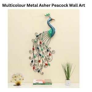 Multicolour Metal Asher Peacock Wall Art